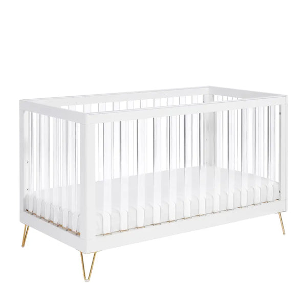 Kimi Acrylic Cot Bed in White and Gold 140cm x 70cm Babymore