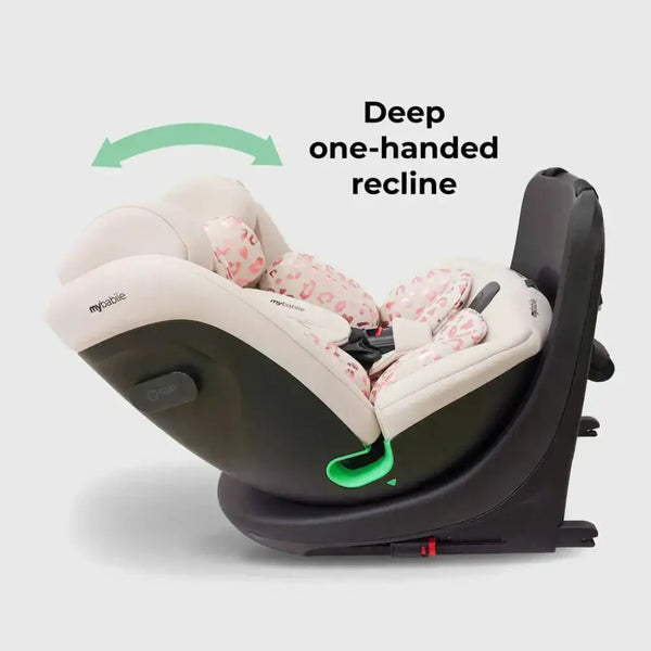 My Babiie Easy Spin Car Seat with Top Teather in Blush Leopard – Grows from Newborn to 12 Years My Babiie