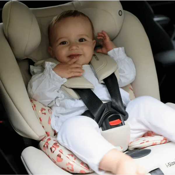 My Babiie Easy Spin Car Seat with Top Teather in Blush Leopard – Grows from Newborn to 12 Years My Babiie