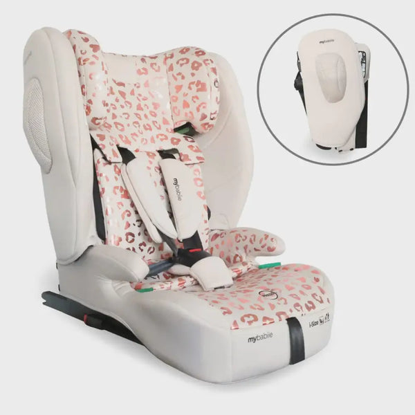 My Babiie Foldable i-Size Isofix Toddler Booster Seat - Blush Leopard My Babiie