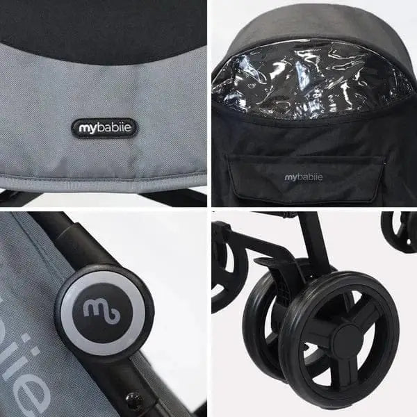 My Babiie MB02 Plus Lightweight Stroller including Rain cover - Black and Grey General My Babiie