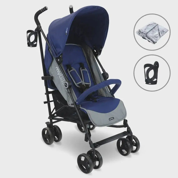 My Babiie MB02 Plus Lightweight Stroller Including Rain cover - Blue and Grey General My Babiie