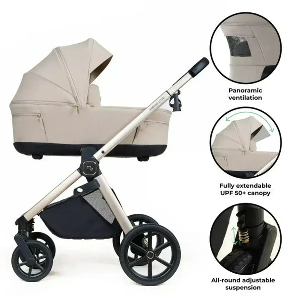 My Babiie MB450 Luxe 3-in-1 Travel System with Spin and Slide Car Seat and Isofix – Feather My Babiie