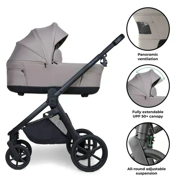 My Babiie MB450 Luxe 3-in-1 Travel System with Spin and Slide Car Seat and Isofix – Mink My Babiie