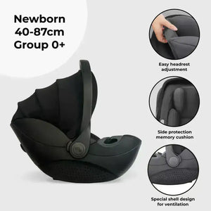 My Babiie MB450 Luxe 3-in-1 Travel System with Spin and Slide Car Seat and Isofix– Black My Babiie