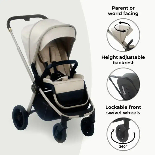 My Babiie My Babiie MB450 forward and rear facing Pushchair - Ivory