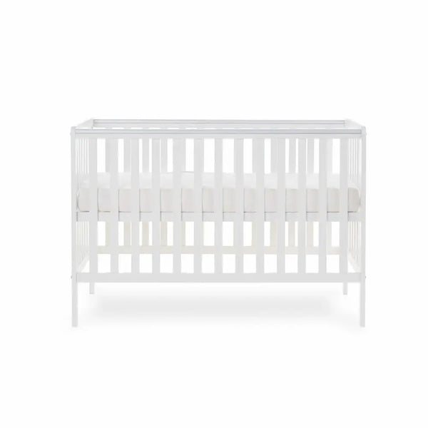 OBaby Bantam Cot With Underbed Drawer & Fibre Mattress – White | Bundle Deal Obaby
