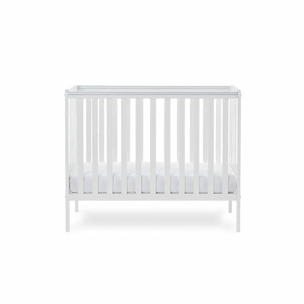 OBaby Bantam Space Saver Cot & Fibre Mattress – White | Bundle Deal Obaby
