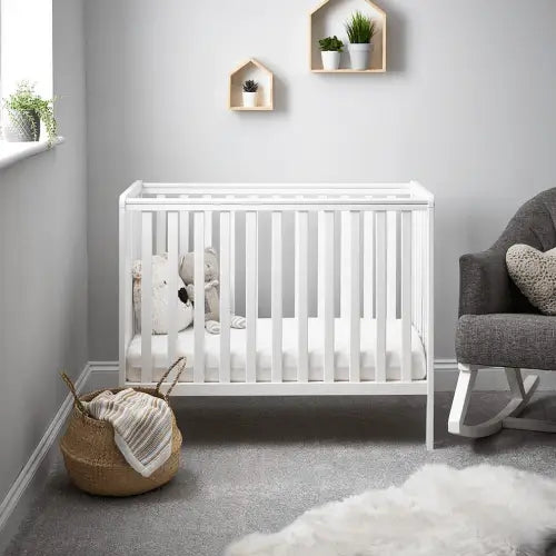 OBaby Bantam Space saver Cot in White With Under Bed Drawer & Mattress Obaby