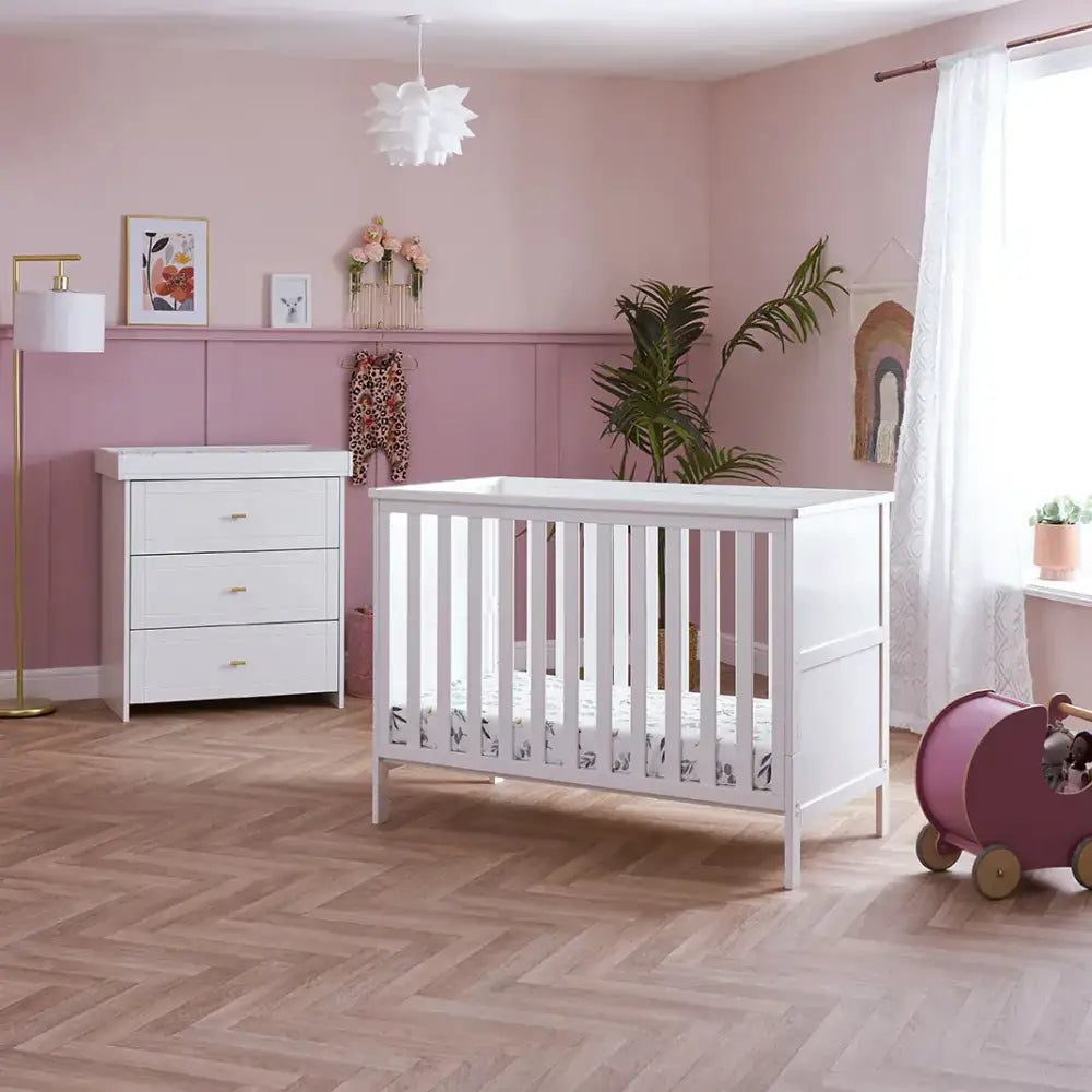 Obaby Evie Mini 2 Piece Nursery Room Set - White Obaby