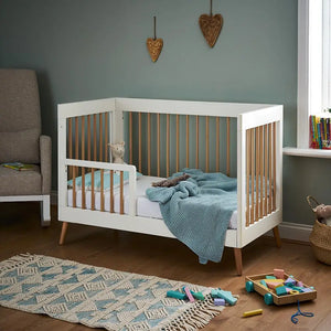 Obaby Maya Mini Cot Bed – White & Natural Wood Obaby