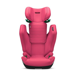 Recaro AXION 1 in Wow Pink, front view with the headrest raised above the side wings.