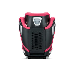 Recaro AXION 1 in Wow Pink, rear view showing the black shell and central ventilation panel.