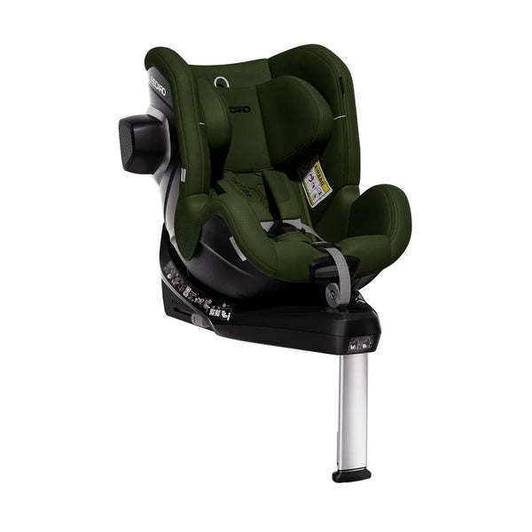 Epic Green TORON 1 KID, opposite angled view with padded harness, black side attachment and support leg.