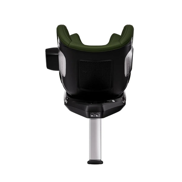 Epic Green TORON 1 KID, rear view showing ventilation panel, black side attachment and extended support leg