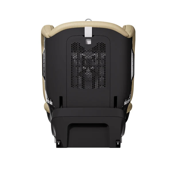 Recaro VELIX 1 in Elegant Beige, rear view showing the black shell and perforated ventilation panel.