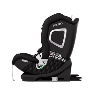 Recaro VELIX 1 in Fresh Black, side view with ISOFIX connectors extended behind the black base.
