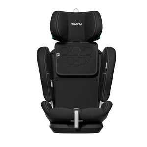 Recaro VELIX 1 in Fresh Black, front view with raised headrest and hexagonal stitching on the backrest.