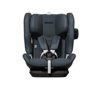 Recaro VELIX 1 in Gallant Grey, front view with padded harness and a black attachment on the side wing.