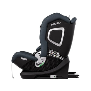 Recaro VELIX 1 in Gallant Grey, side view with ISOFIX connectors extended behind the black base.