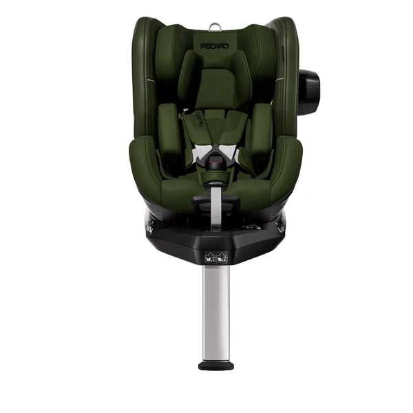 Epic Green TORON 1, front view with padded insert, harness, black side attachment and extended support leg.