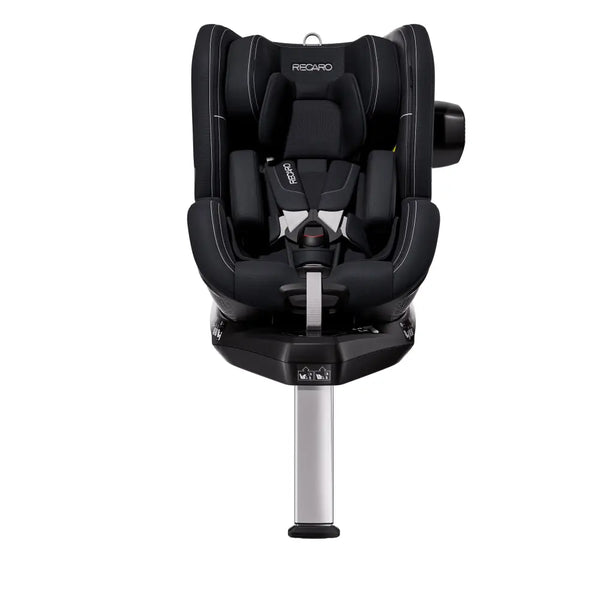 Fresh Black TORON 1, front view with padded insert, harness, black side attachment and extended support leg.