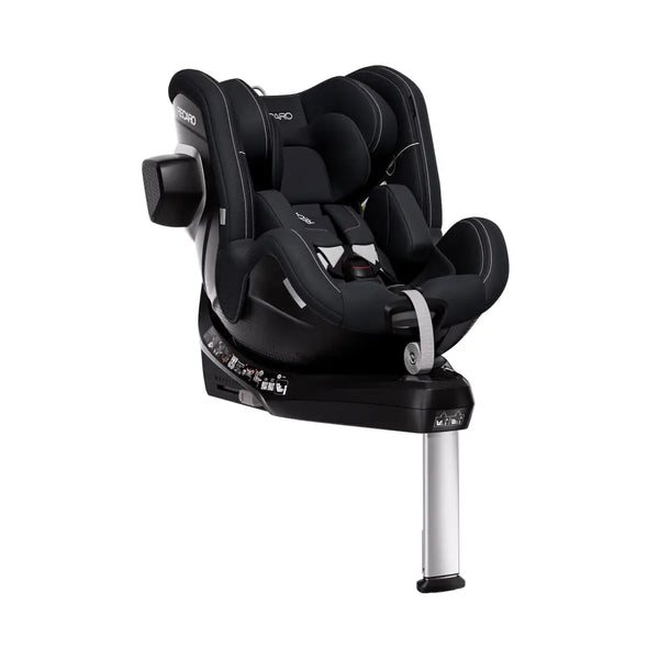 Fresh Black TORON 1, opposite angled view with padded insert, harness, black side attachment and support leg.