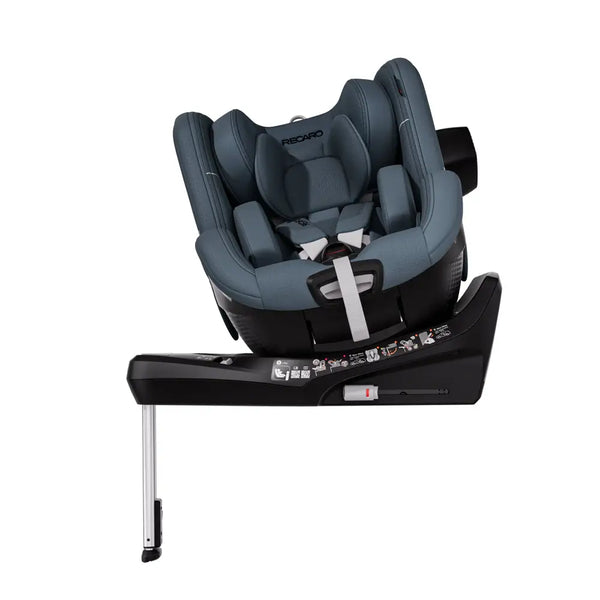 Gallant Grey TORON 1, rotated on its black base with padded insert, harness, side attachment and support leg.