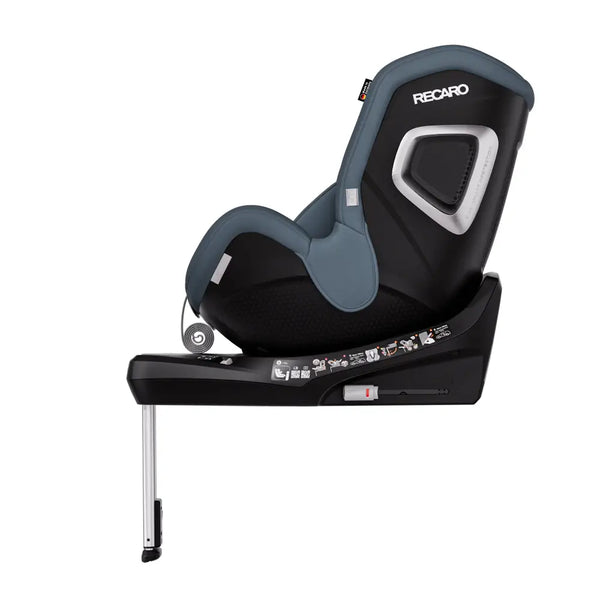 Gallant Grey TORON seat, forward-facing side view showing silver-trimmed shell, black base and support leg.
