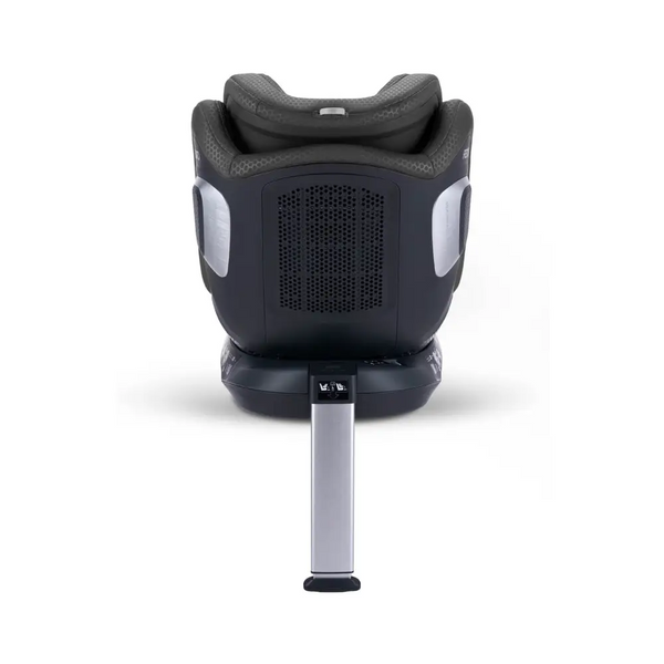 Fresh Black XENON 1, rear view showing the black shell, ventilation panel and extended silver support leg.