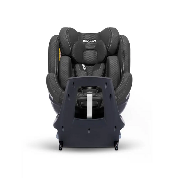 Fresh Black XENON 1 with padded insert and harness, viewed across the tall black panel at the end of its base.
