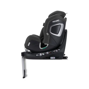 Fresh Black XENON 1, upright side view showing silver-trimmed shell, black base and extended support leg.