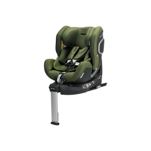 Epic Green XENON 1 KID, angled front view with padded harness, black base and extended silver support leg.