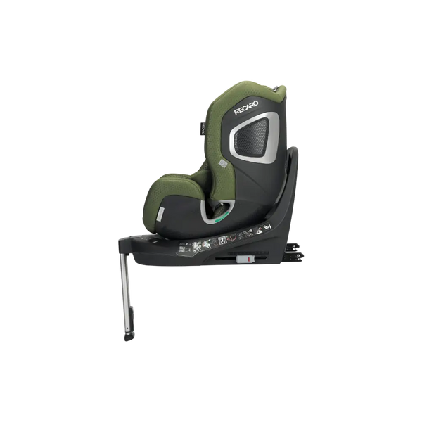 Epic Green XENON 1 KID, side profile showing silver-trimmed shell, black base and extended support leg.