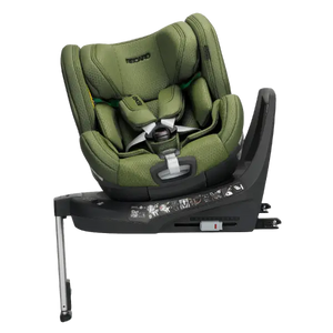 Epic Green XENON 1 KID, rotated on its black base with padded harness and extended silver support leg.