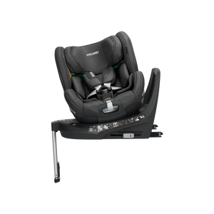 Fresh Black XENON 1 KID, rotated on its black base with padded harness and extended silver support leg.
