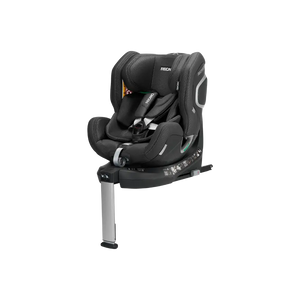 Fresh Black XENON 1 KID, angled front view with padded harness, black base and extended silver support leg.