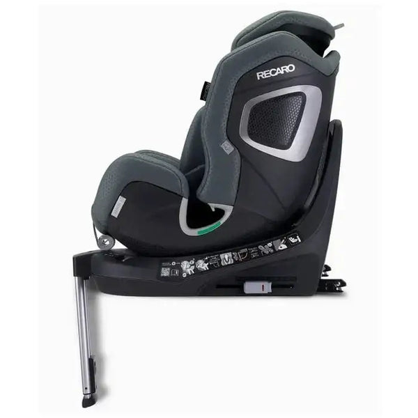 Gallant Grey XENON 1 KID, upright side view showing silver-trimmed shell, black base and extended support leg.