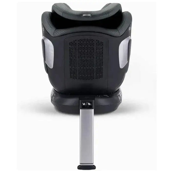 Recaro Gallant Grey XENON 1 KID, rear view showing the black shell, ventilation panel and extended silver support leg.