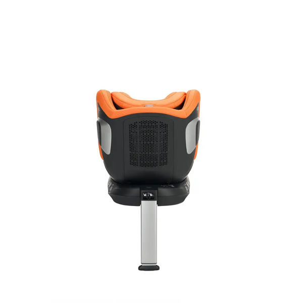 Vibrant Orange XENON 1 KID, rear view showing the ventilation panel, silver side trim and extended support leg.