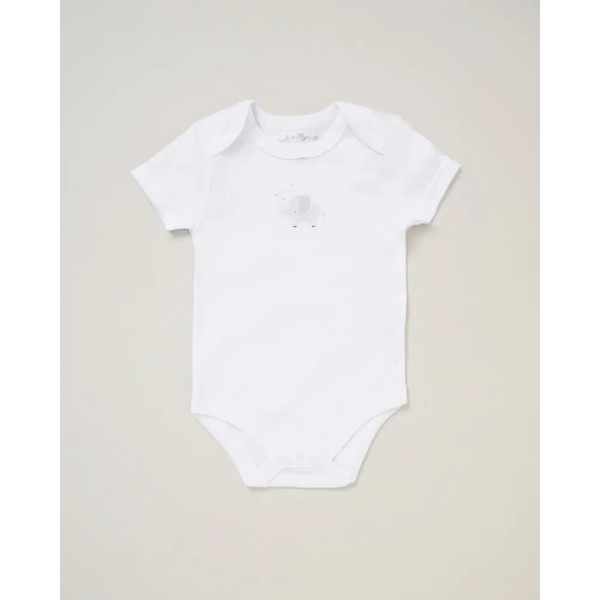 Unisex Baby “Little One Elephant” 5 Piece Layette Set – White & Grey