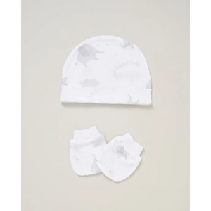 Unisex Baby “Little One Elephant” 5 Piece Layette Set – White & Grey
