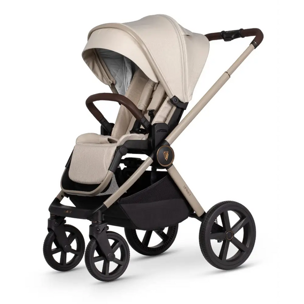 Venicci Upline 2 Stone Beige Pram 3 in 1 Bundle + Tiago Black Car Seat Venicci