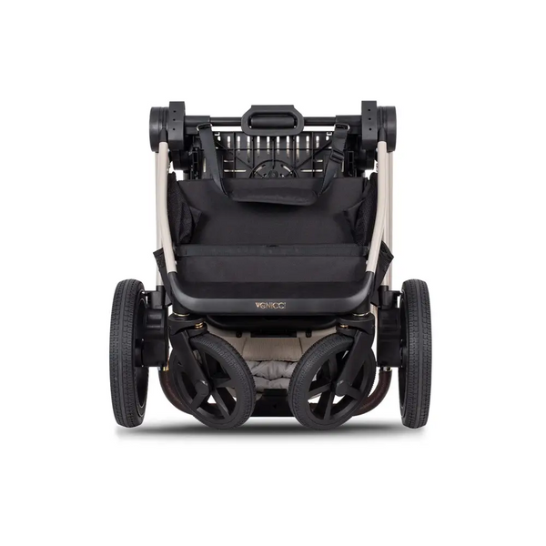 Venicci Venicci Upline 2 Stone Beige Pram 3 in 1 Bundle + Tiago Black Car Seat