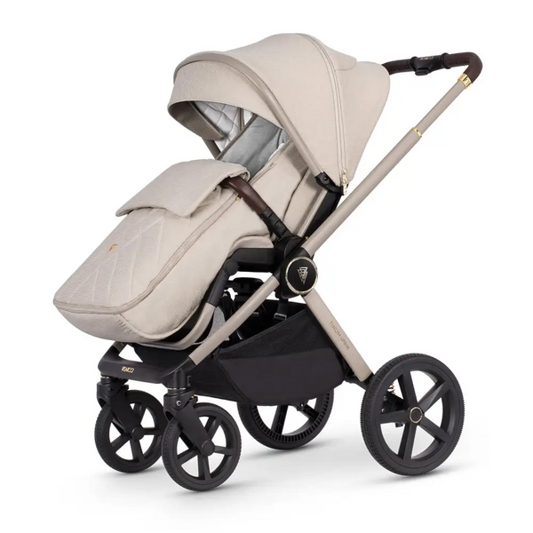 Venicci Upline 2 Stone Beige Pram 3 in 1 Bundle + Tiago Black Car Seat Venicci